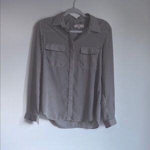 LOFT navy blue and White Striped Button Down Shirt